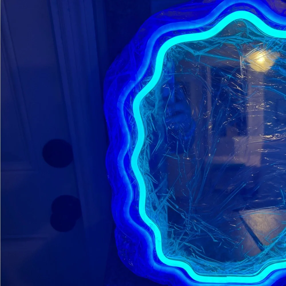 Ashland LED Neon Mirror - Blue and Silver